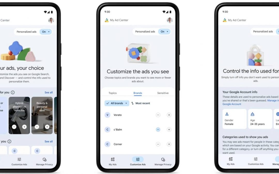 Google lanza ‘Mi centro de anuncios’ para que los usuarios puedan personalizar los anuncios que ven