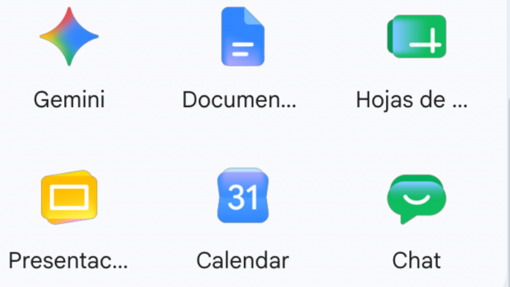 screeshot de los nuevos iconos de Google